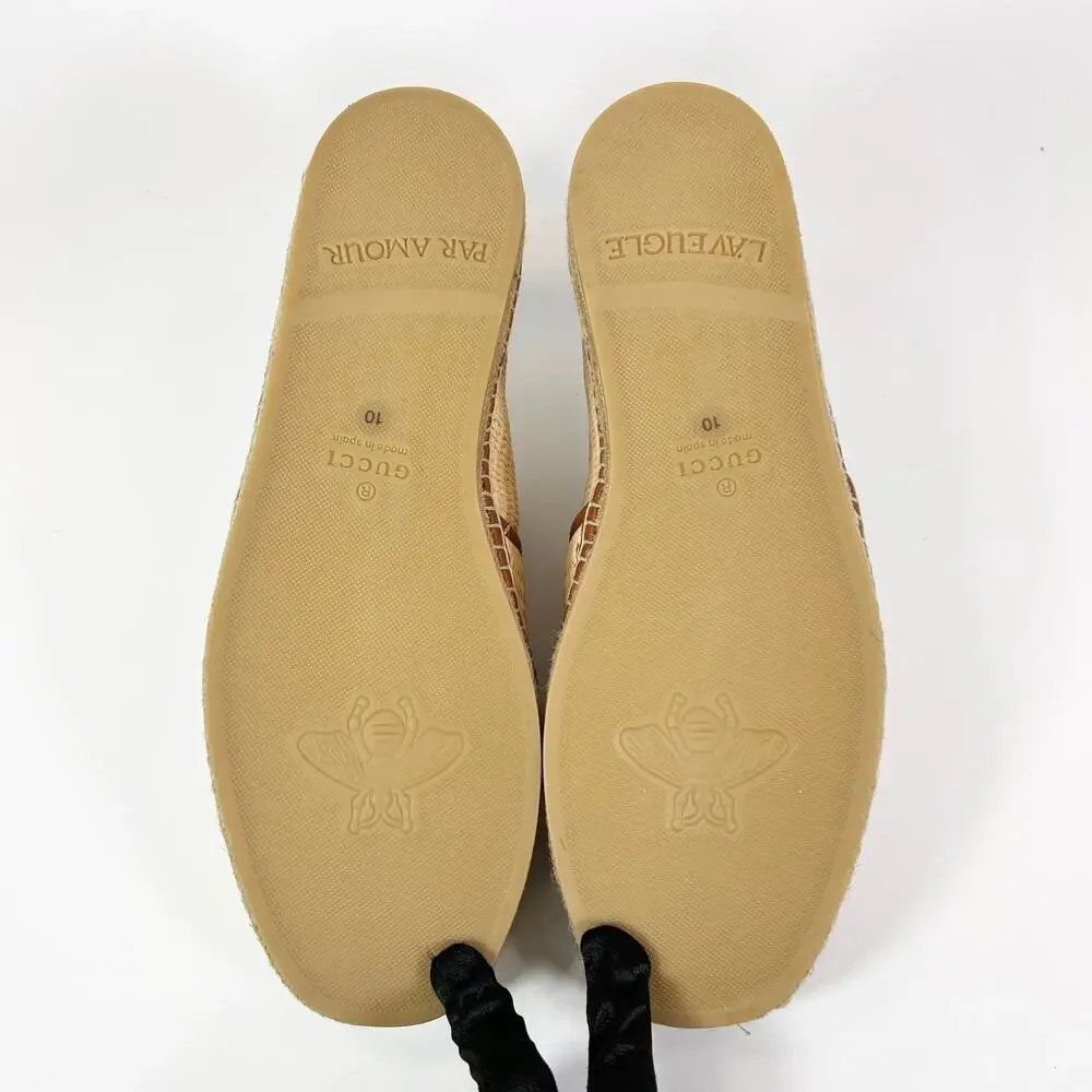 Gucci Interlocking G Raffia Leather Espadrille - Men’s 10.5